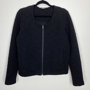 KappaAhl Jacket Womens Medium Black Quilted Blazer Zipper Front Pockets Soft